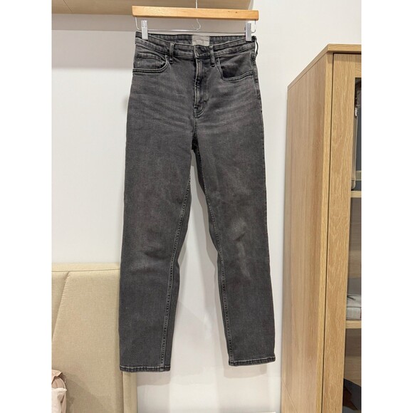 Everlane Denim - Everlane Womens 27 Regular Gray Denim Stretch The High Rise Straight Jeans Zip